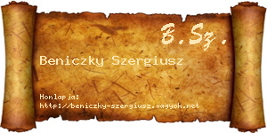 Beniczky Szergiusz névjegykártya