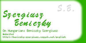 szergiusz beniczky business card